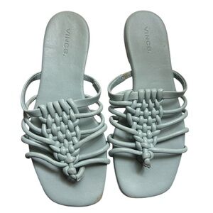 Vince Dae Woven Leather Thong Sandal